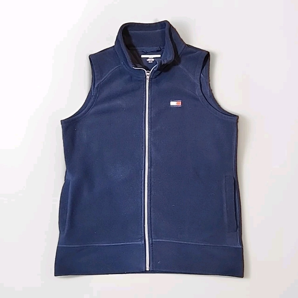 Tommy Hilfiger Sport Womens fleece‎ vest Medium Blue Zip Embroidered Golf
